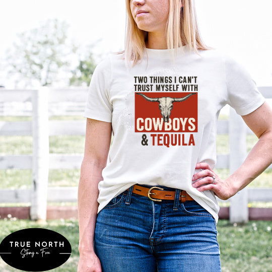 DTF Transfer Cowboys & Tequila – Two Things I Can’t Trust Myself With Western Skull Design