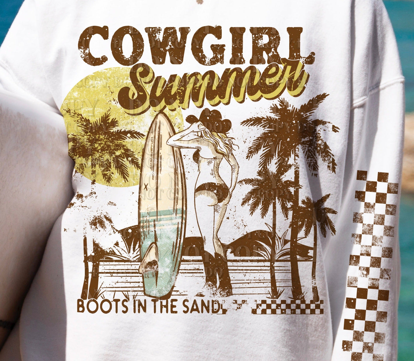 T-Shirt Sweatshirt Hoodie Country Cowgirl Summer Vintage Style Jumbo Size W/ Sleeves ..