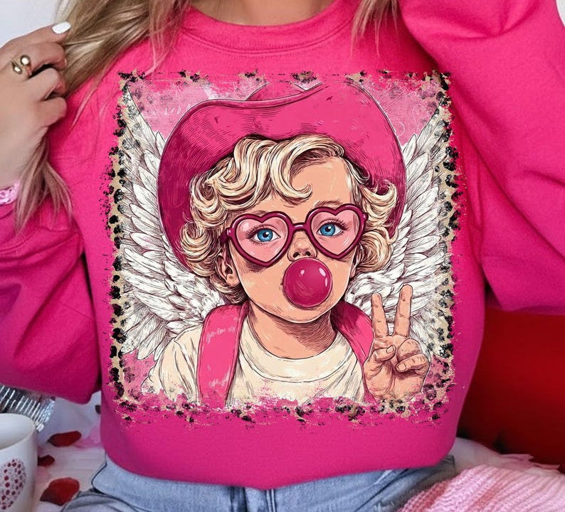 DTF Transfer Pink Bubblegum Cowgirl Retro Graphic