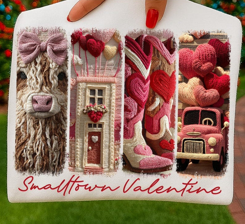 DTF Transfer Smalltown Valentine Patchwork Graphic
