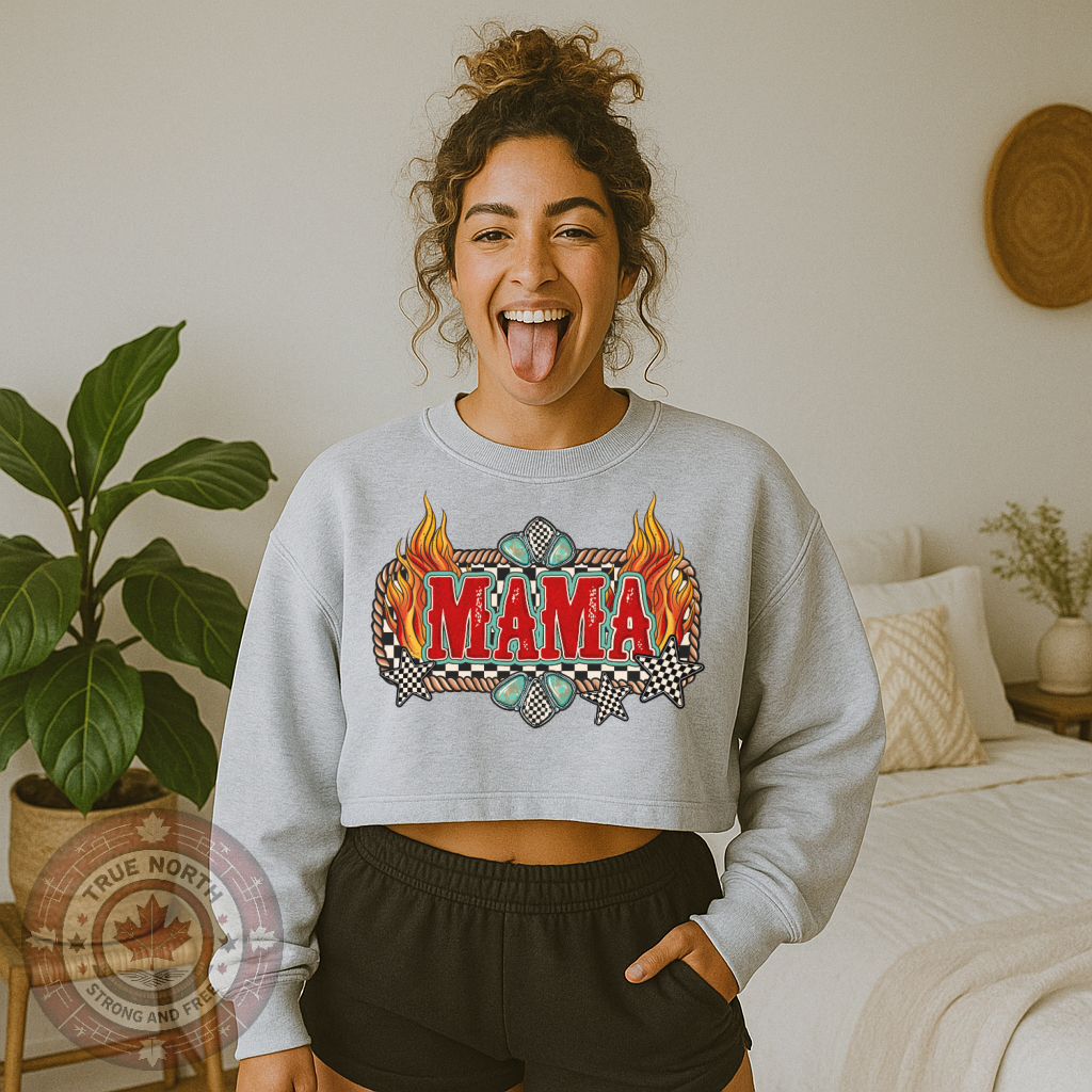 DTF Transfer MAMA Flames & Turquoise – Western Bold Rodeo Style