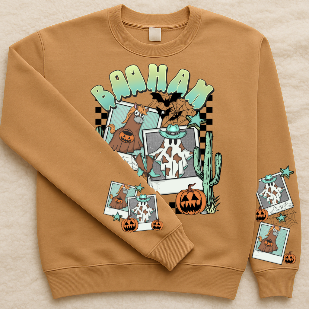 DTF Transfer – BAAHAM Halloween Cow & Horse Western Design
