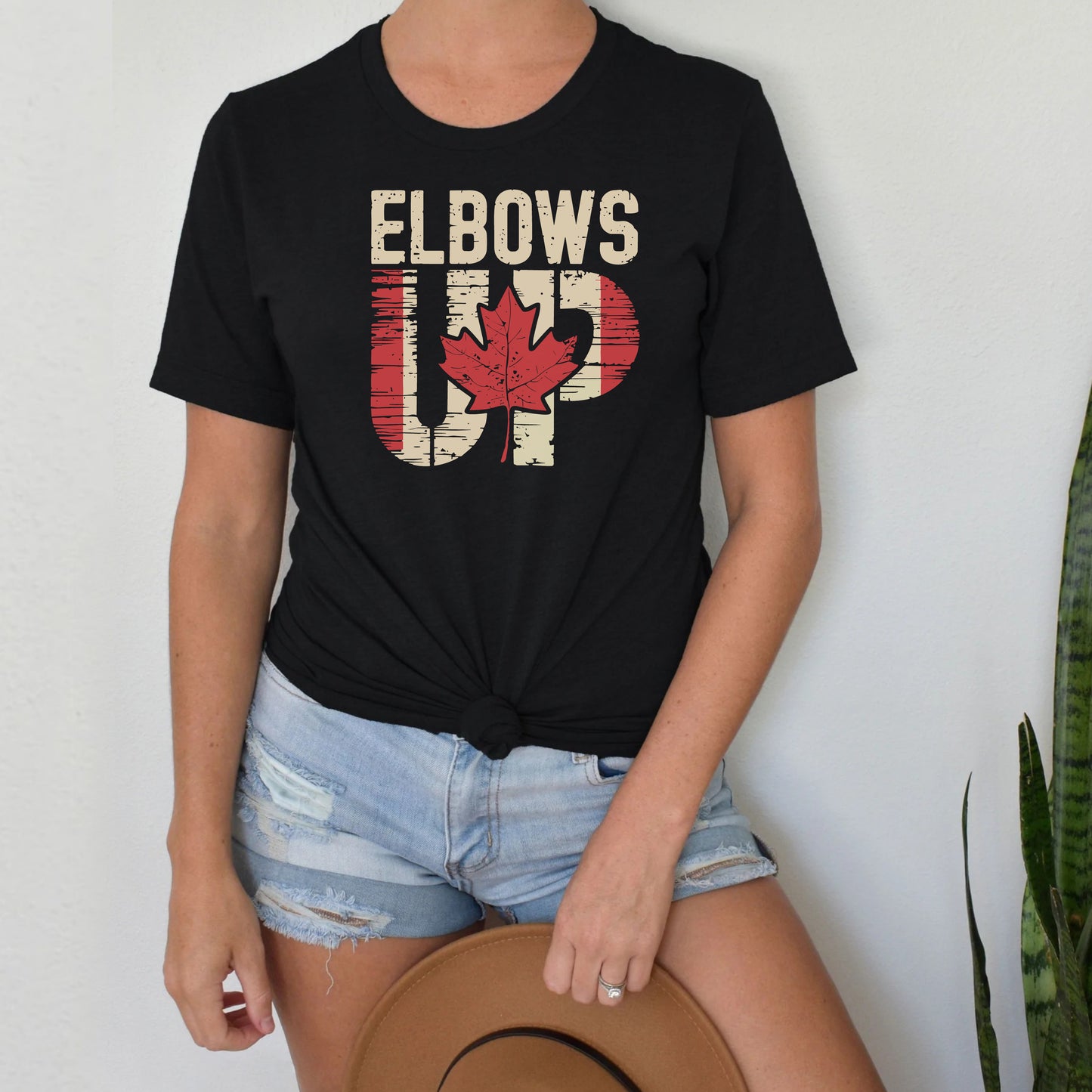 DTF Transfer Elbows Up Canada Maple Leaf Vintage Distressed