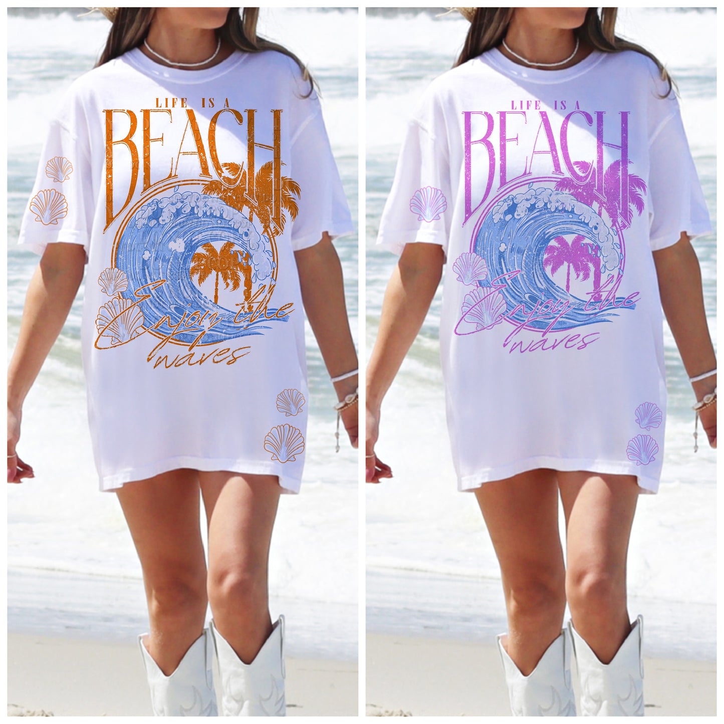 DTF Transfer Summer Design Life Is A Beach Two Colors