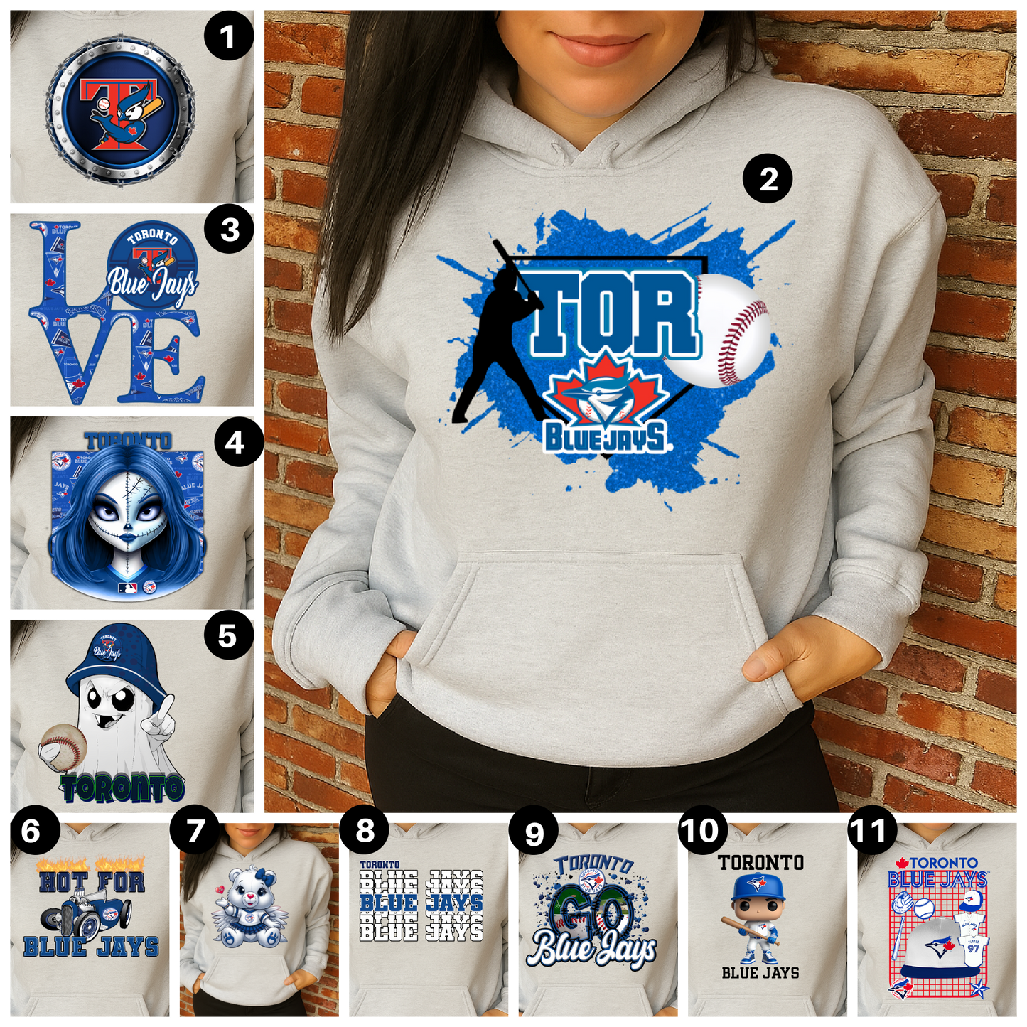 DTF Transfer Toronto Blue J Hoodie Collection โ 11 Fan-Favorite Designs