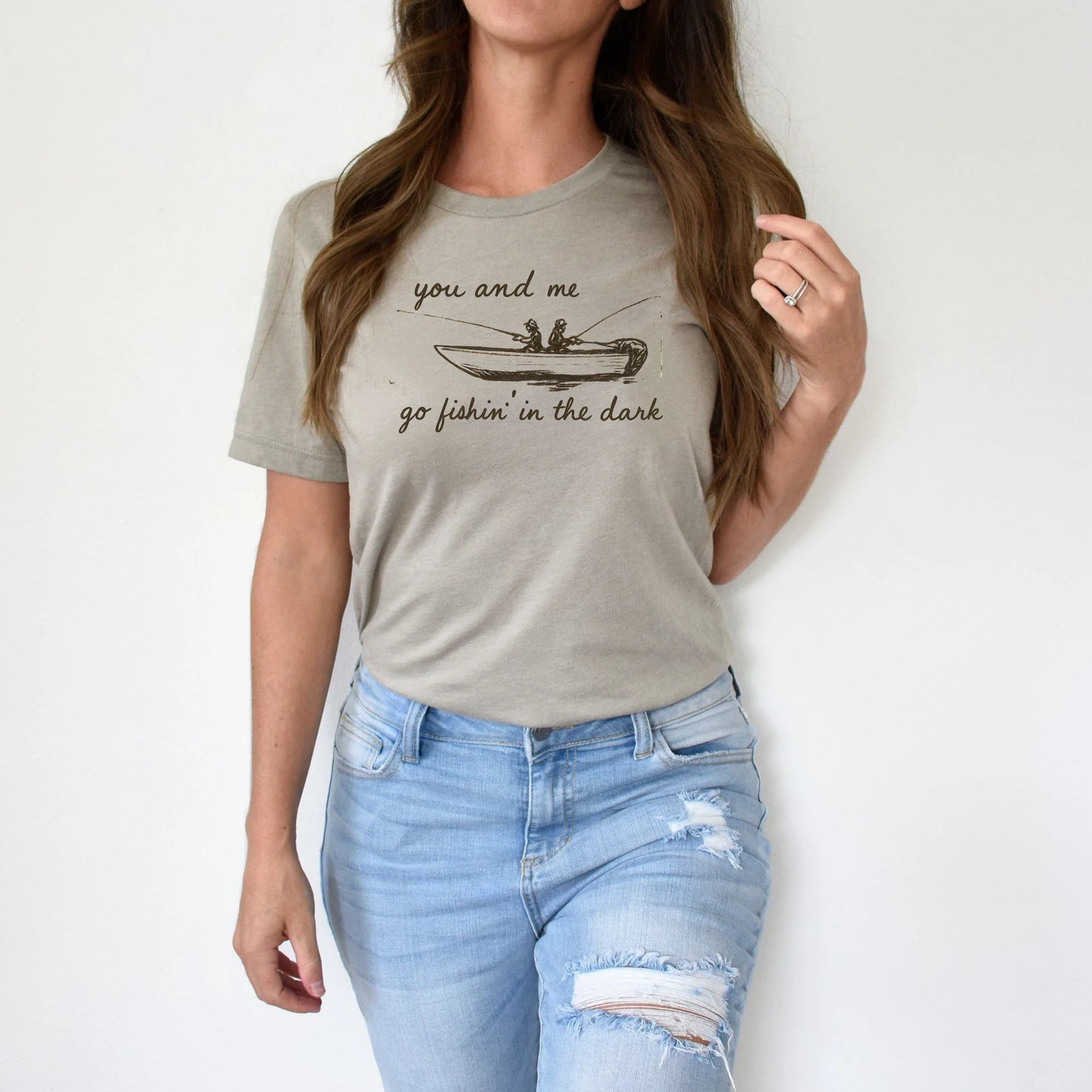 DTF Transfer Fishin’ in the Dark – Rustic Country Song Inspired Boat Silhouette Design