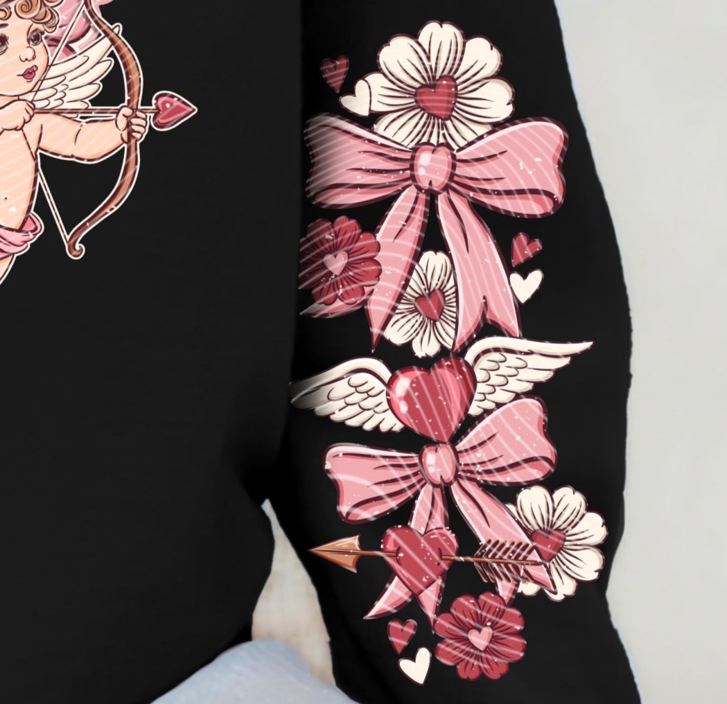 Sweatshirt Or Hoodie T-Shirt Valentine's with Floral Heart Cupid