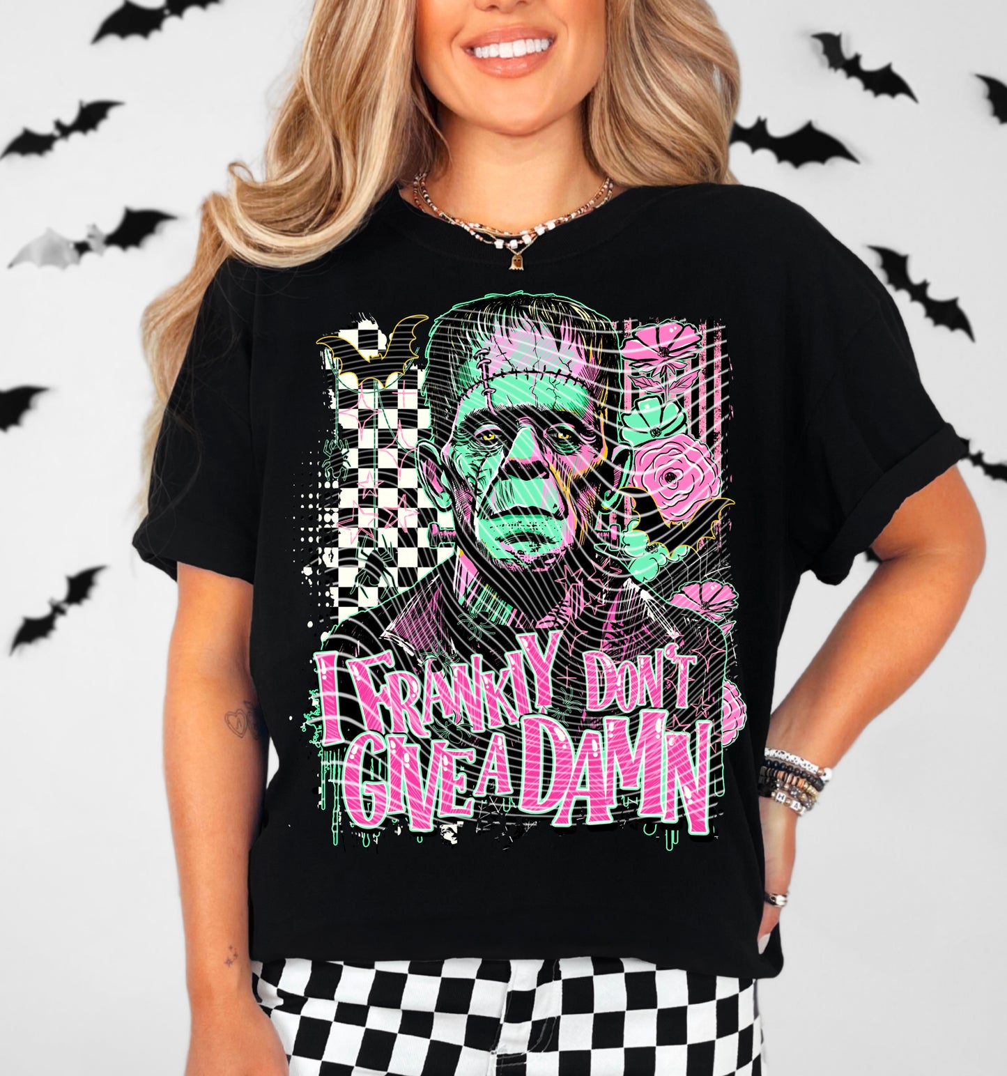 DTF Transfer Frankly Don’t Give a Damn – Neon Frankenstein