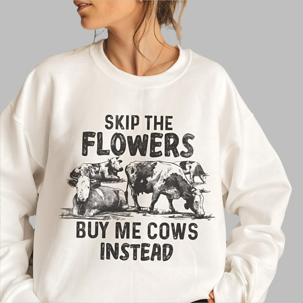 DTF Transfer – Buy Me Cows Instead Funny Farm Graphic