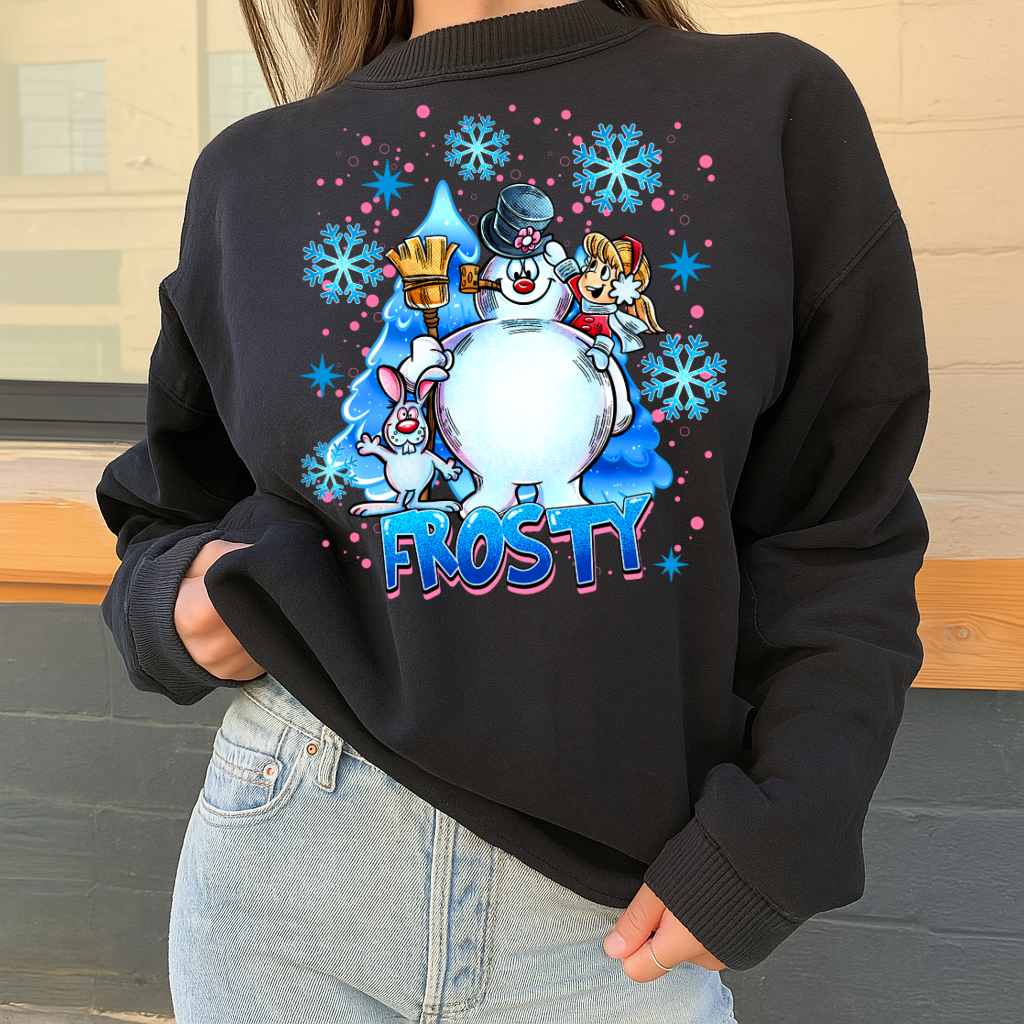 DTF Transfer Frosty Snowman – Retro Christmas Cartoon Design