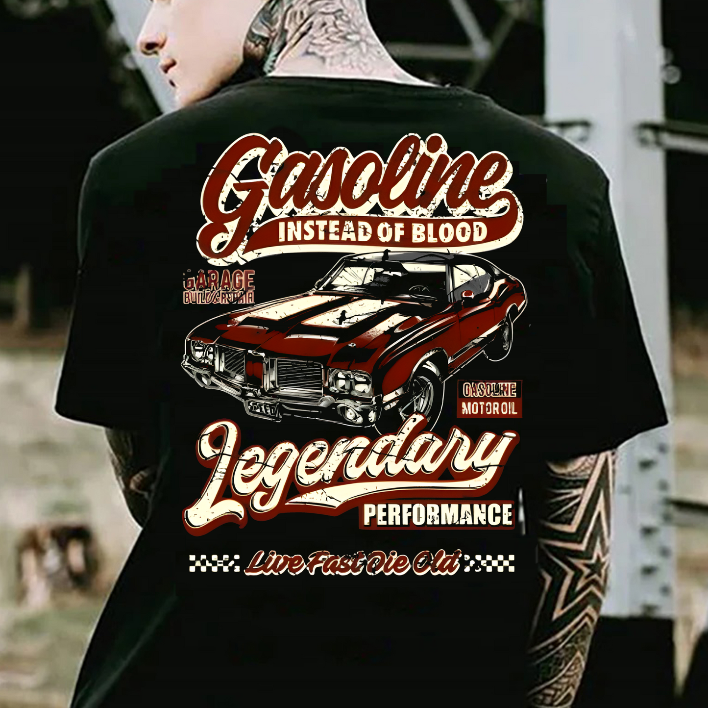Sweatshirt Hoodie T-Shirt Gear Heads Gasoline Instead Of Blood Vintage