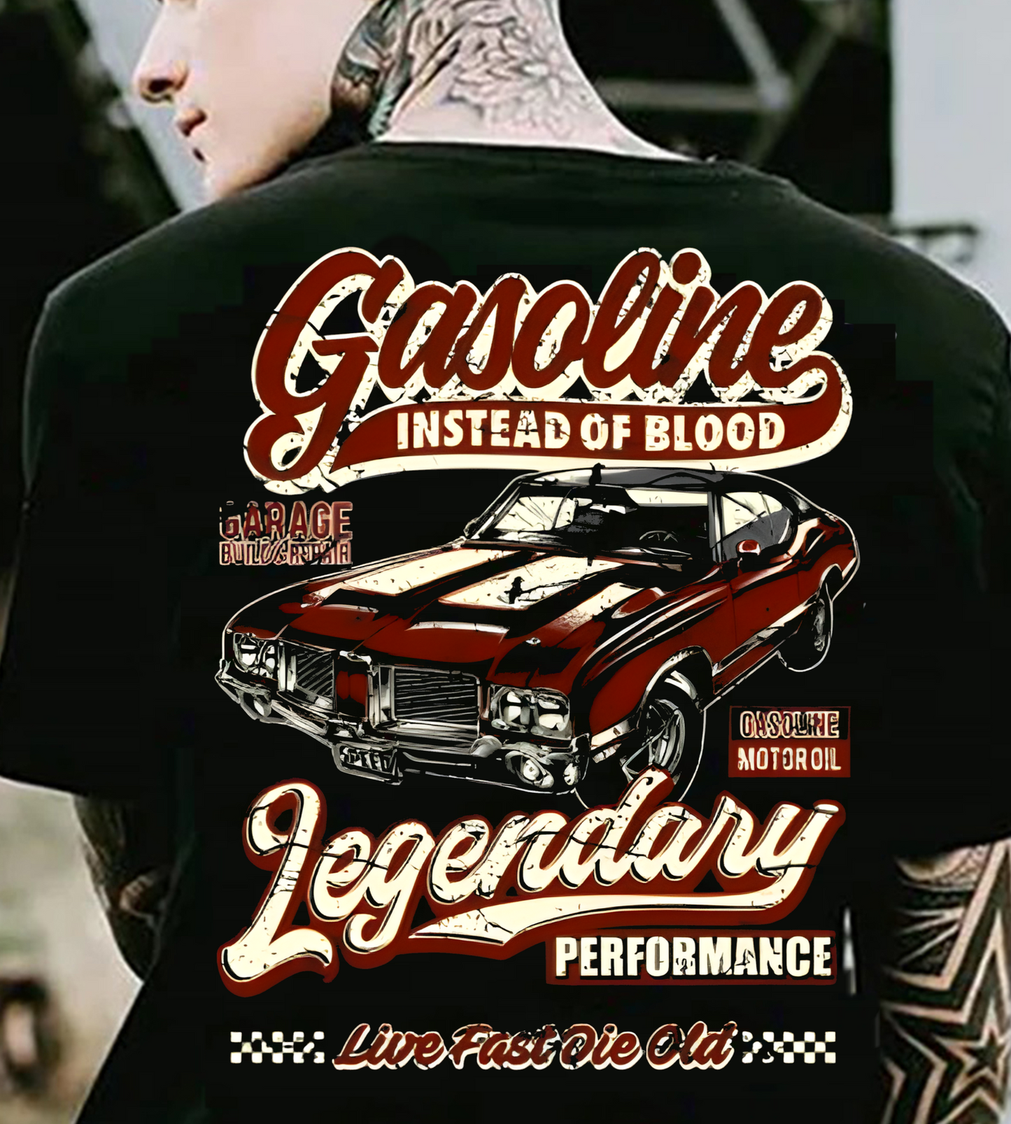 Sweatshirt Hoodie T-Shirt Gear Heads Gasoline Instead Of Blood Vintage