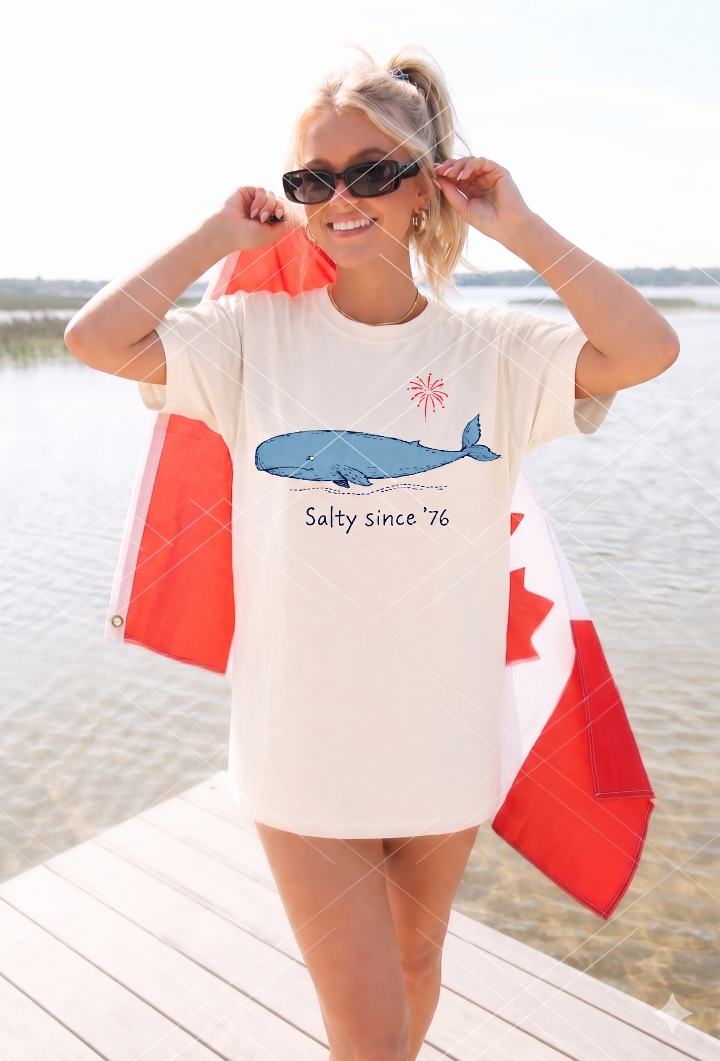DTF Transfer Salty Since 76 Vintage Whale Nautical Graphic
