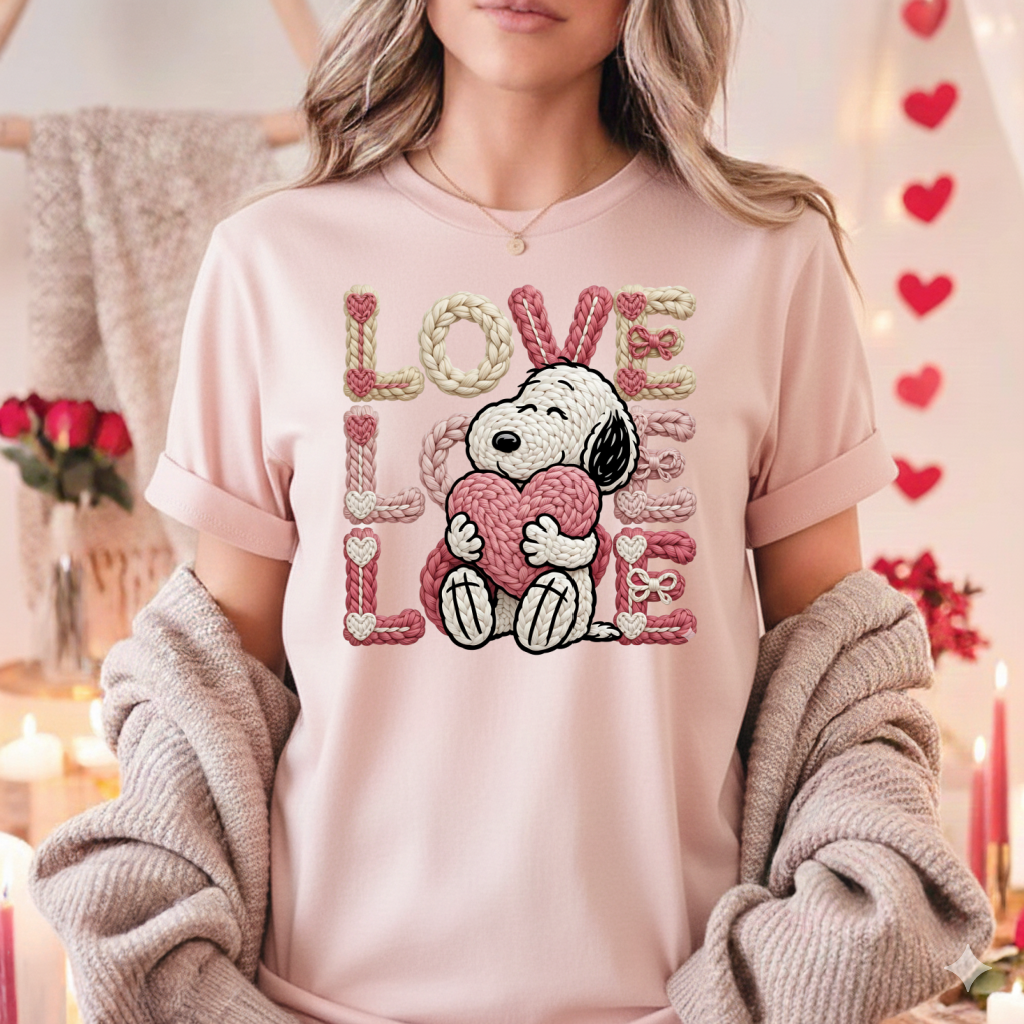 DTF Transfer – Cute Puppy Holding Heart Valentine Design