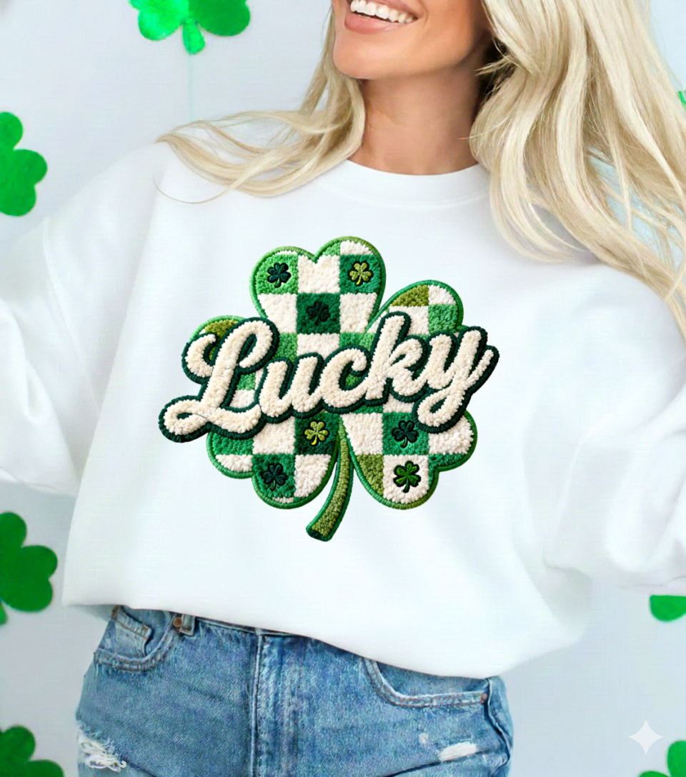 DTF Transfer Lucky Clover Patch Style St. Patrick’s Day Shamrock