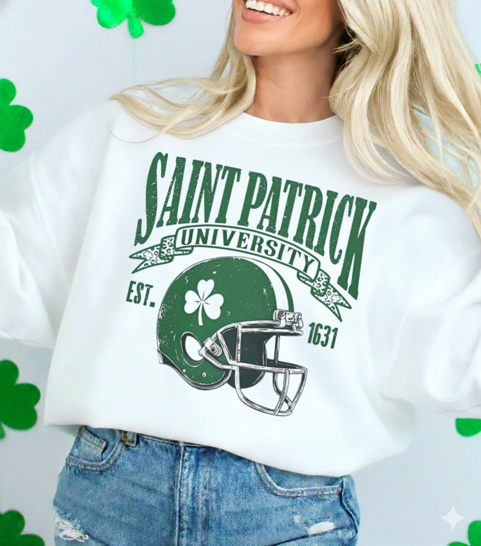 DTF Transfer St. Patrick’s Day Football University Shamrock Helmet