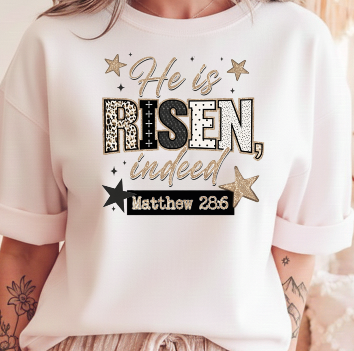 DTF Transfer – He Is Risen Indeed Easter Christian