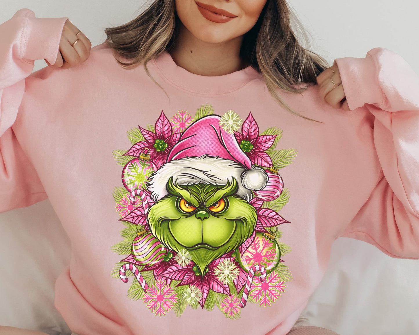 DTF Transfer Christmas Grinchh Pink
