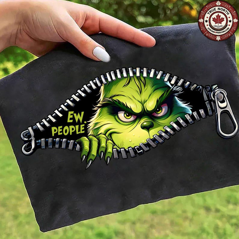 DTF Transfer – Ew People Green Guy  Zipper Peek Design