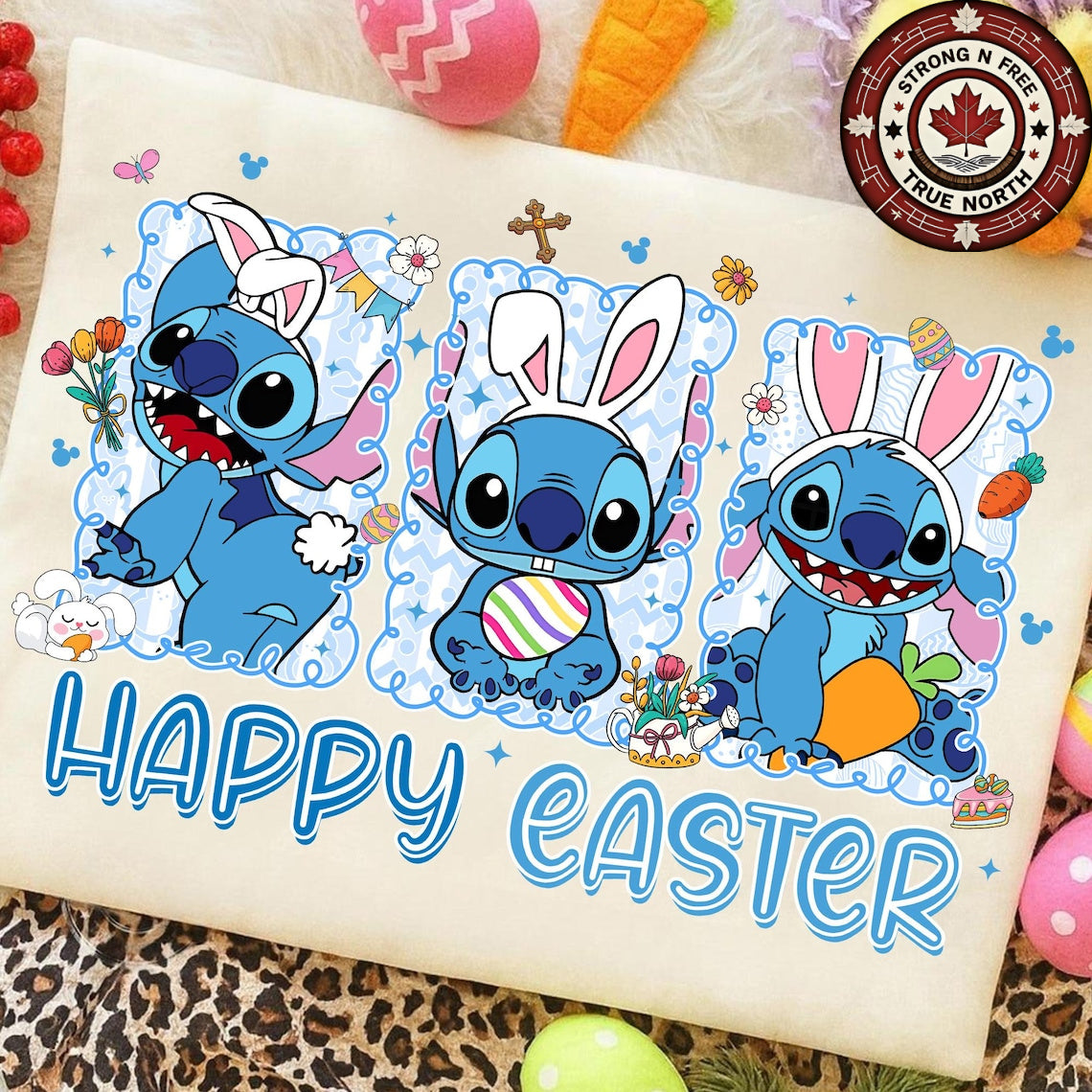 DTF Transfer Cute Alien Bunny Happy Easter Cartoon