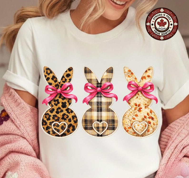 DTF Transfer Easter Bunny Bow Trio Graphic