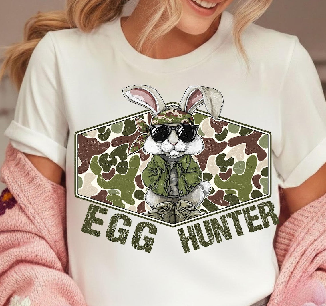 DTF Transfer Camo Easter Bunny Egg Hunter