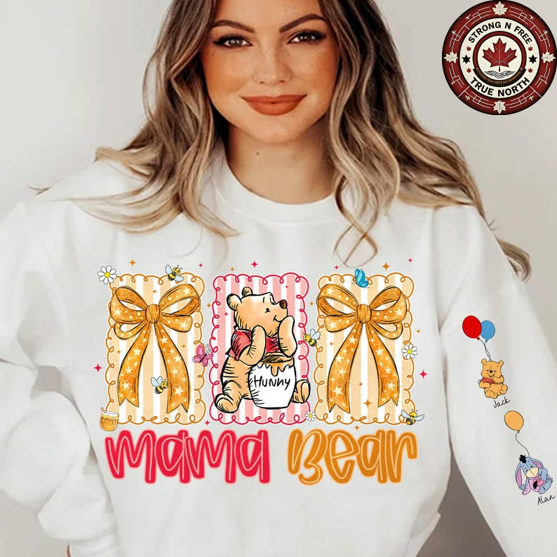 DTF Transfer Mama Bear Poooh Inspired Bow Cute Mom