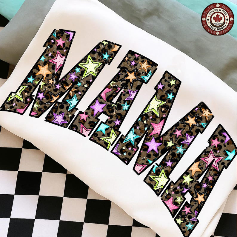 DTF Transfer Retro Mama Graphic Leopard Star Pattern