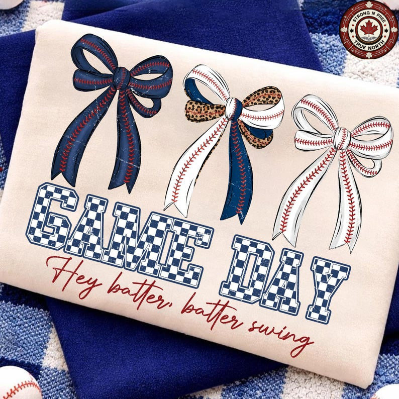 DTF Transfer Game Day Baseball Bows