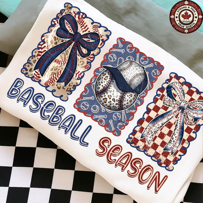 DTF Transfer Baseball Season Patchwork Bows