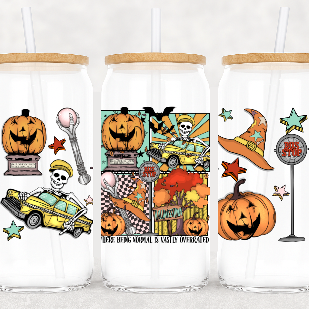 UV-DTF Cup Wrap Halloween Town Skeleton Taxi