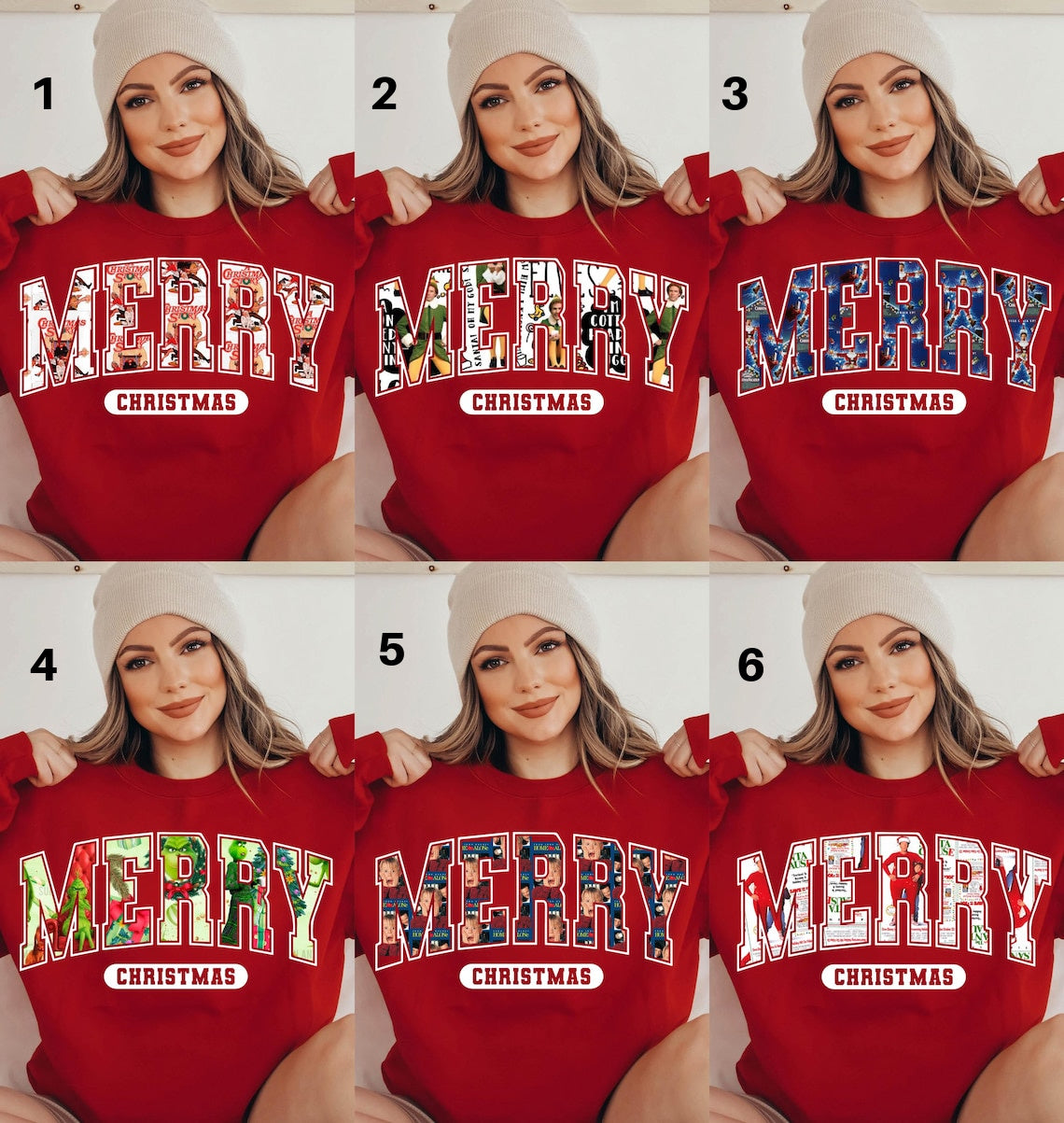 DTF Transfer Merry Christmas Letters – 6 Pattern BEST MOVIES