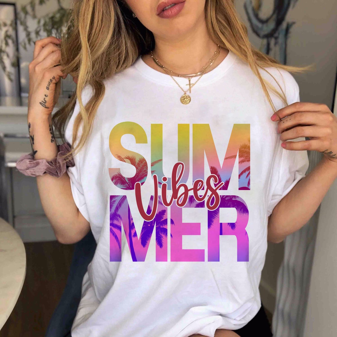 DTF Transfer Summer Vibes - Tropical Gradient Palm Trees
