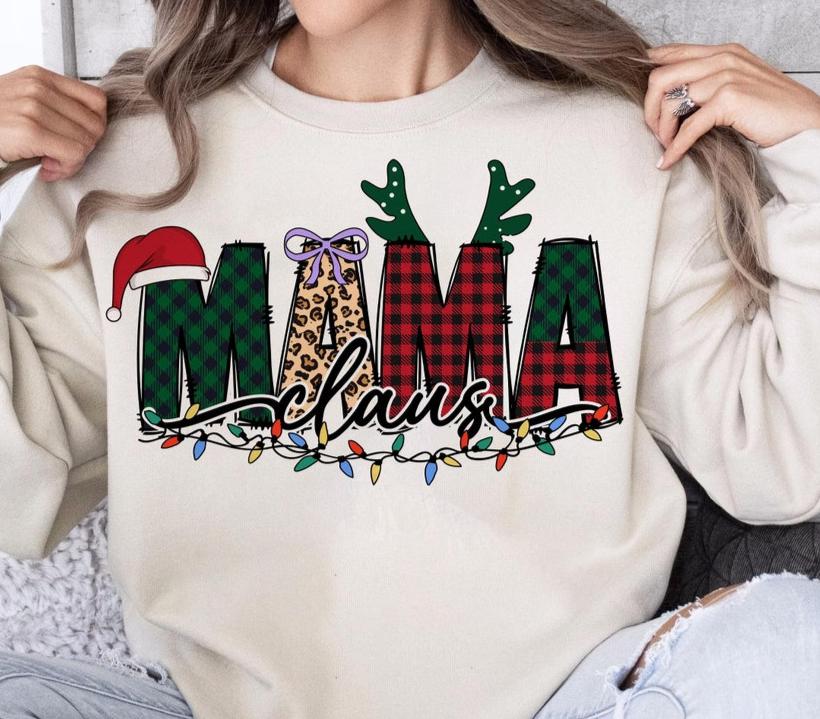 Sweatshirt Crew Neck Hoodie Or T-Shirt Christmas Mama