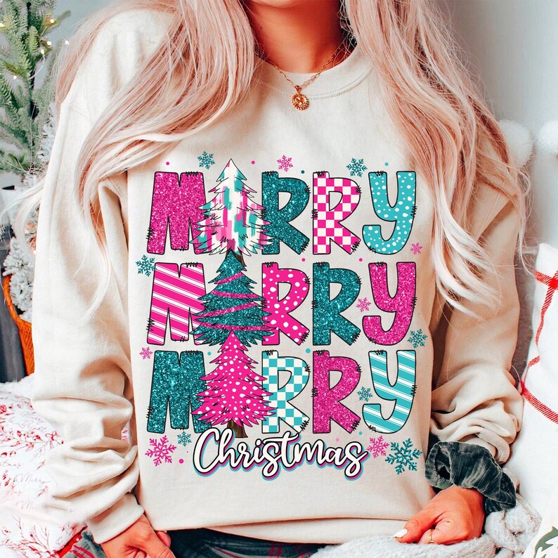 Merry Christmas – Christmas Tree – Pink Christmas DTF transfer