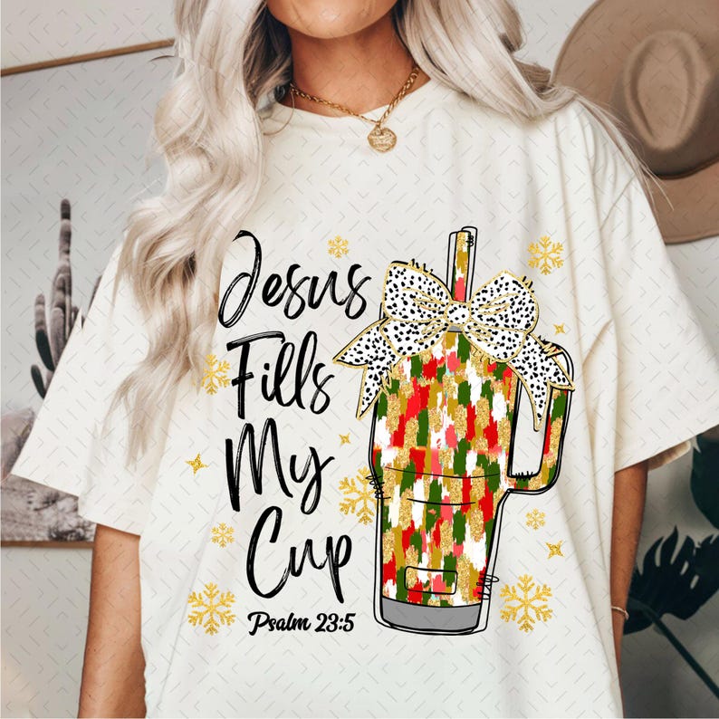 Glitter Colorful Jesus Fill My Cup – Glitter Christmas – Merry Christmas DTF transfer