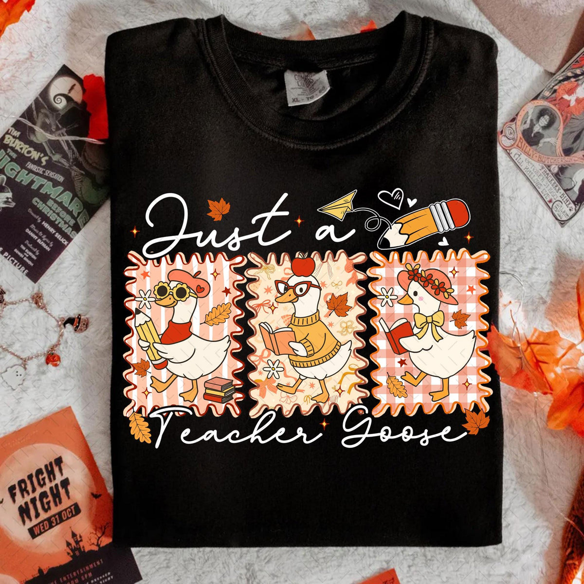 Coquette Preppy Fall Teacher Goose – Just a Teacher Goose DTF Transfer
