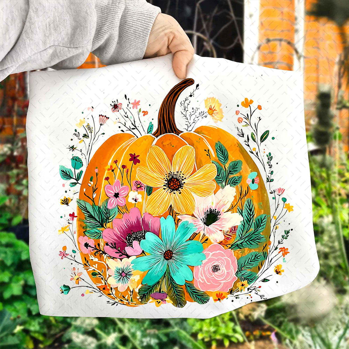 Floral Pumpkin – Boho Fall Pumpkin DTF Transfer