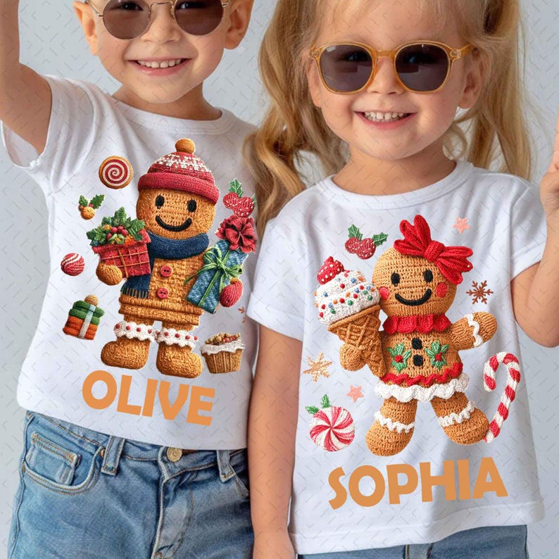 Crochet Yarn Gingerbread Man – Personalized Holiday Cookie – Cute Christmas DTF transfer