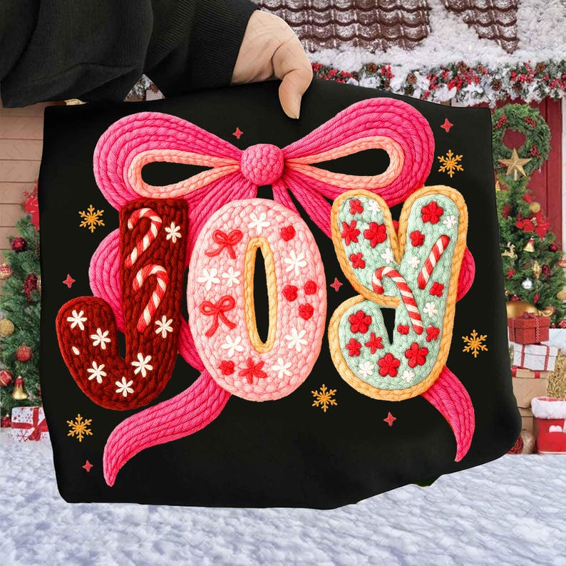 Latch Hook Yarn Crochet Joy Christmas Coquette Bow – Coquette Merry Christmas – Preppy DTF transfer