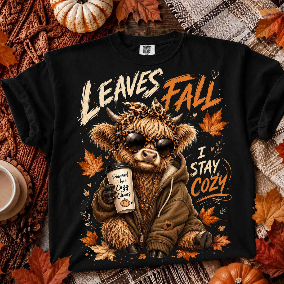 Leaves Fall I dont – Highland Cow Fall DTF Transfer