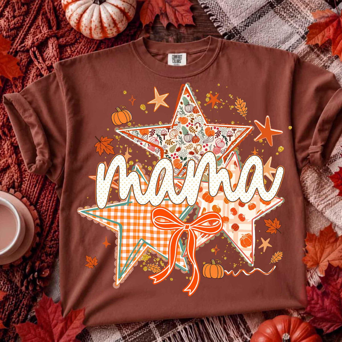 Star Fall Pumpkin Mama – Fall Pumpkin Coquette Bow DTF Transfer