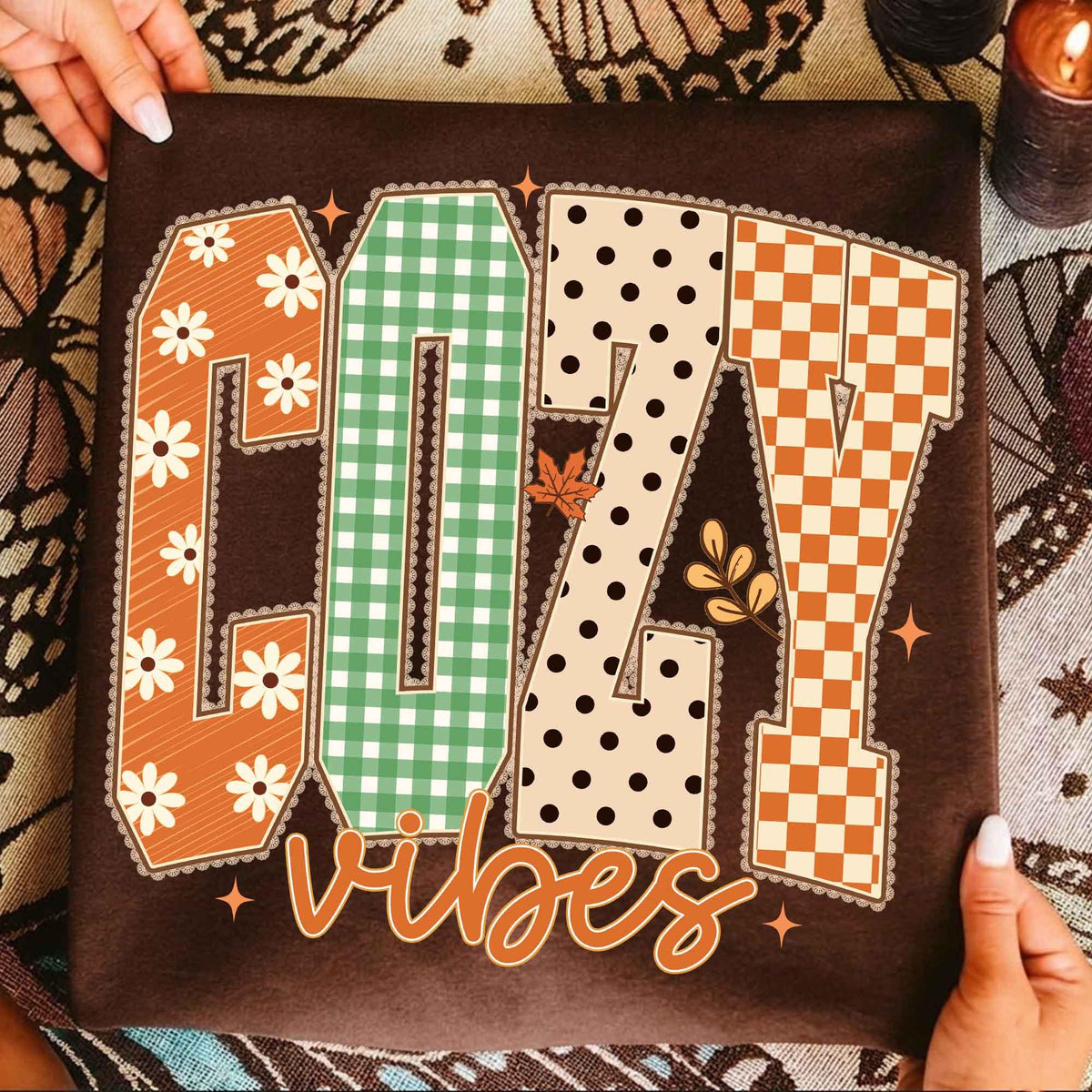 Lace Cozy Season Vibes – Fall Season Pumpkin DTF Transfer