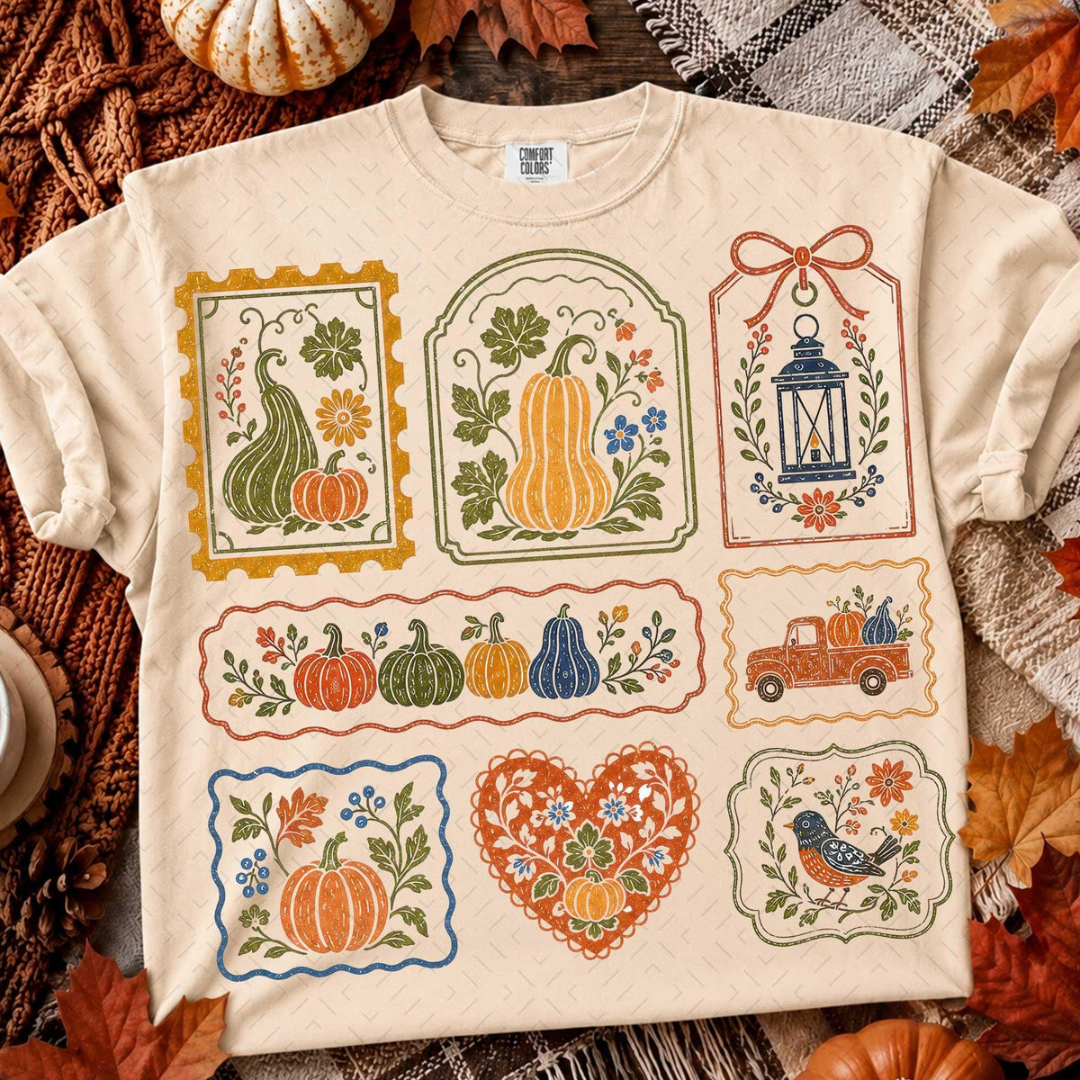 Linocut Autumn Stamp – Trendy Fall Design DTF Transfer