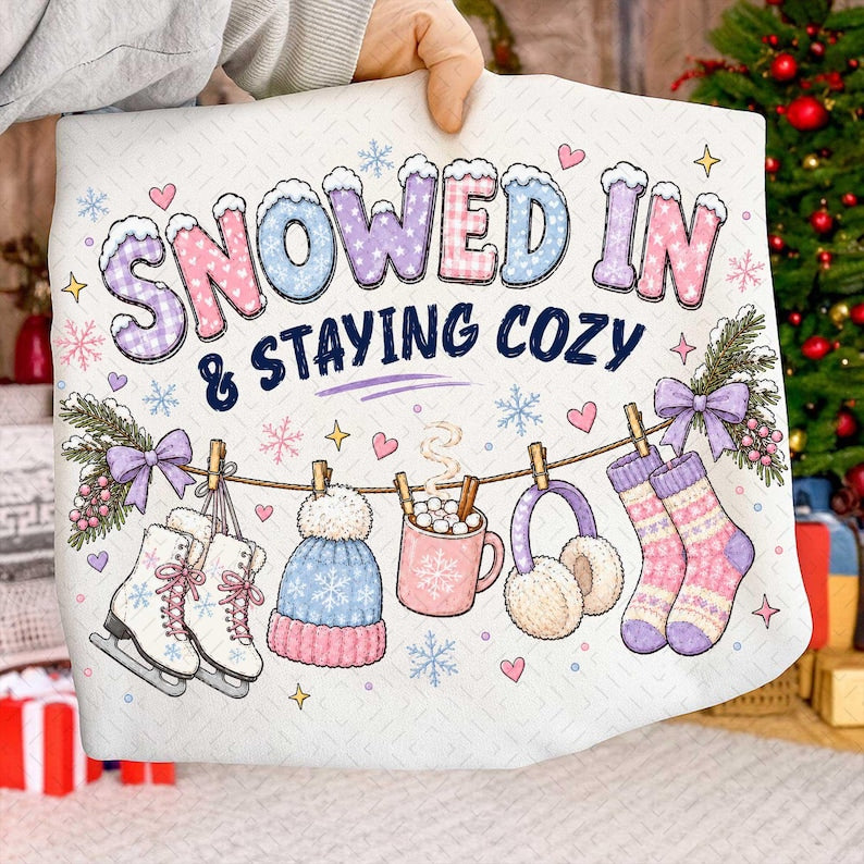 Snowed in and Staying Cozy – Christmas – Winter DTF transfer