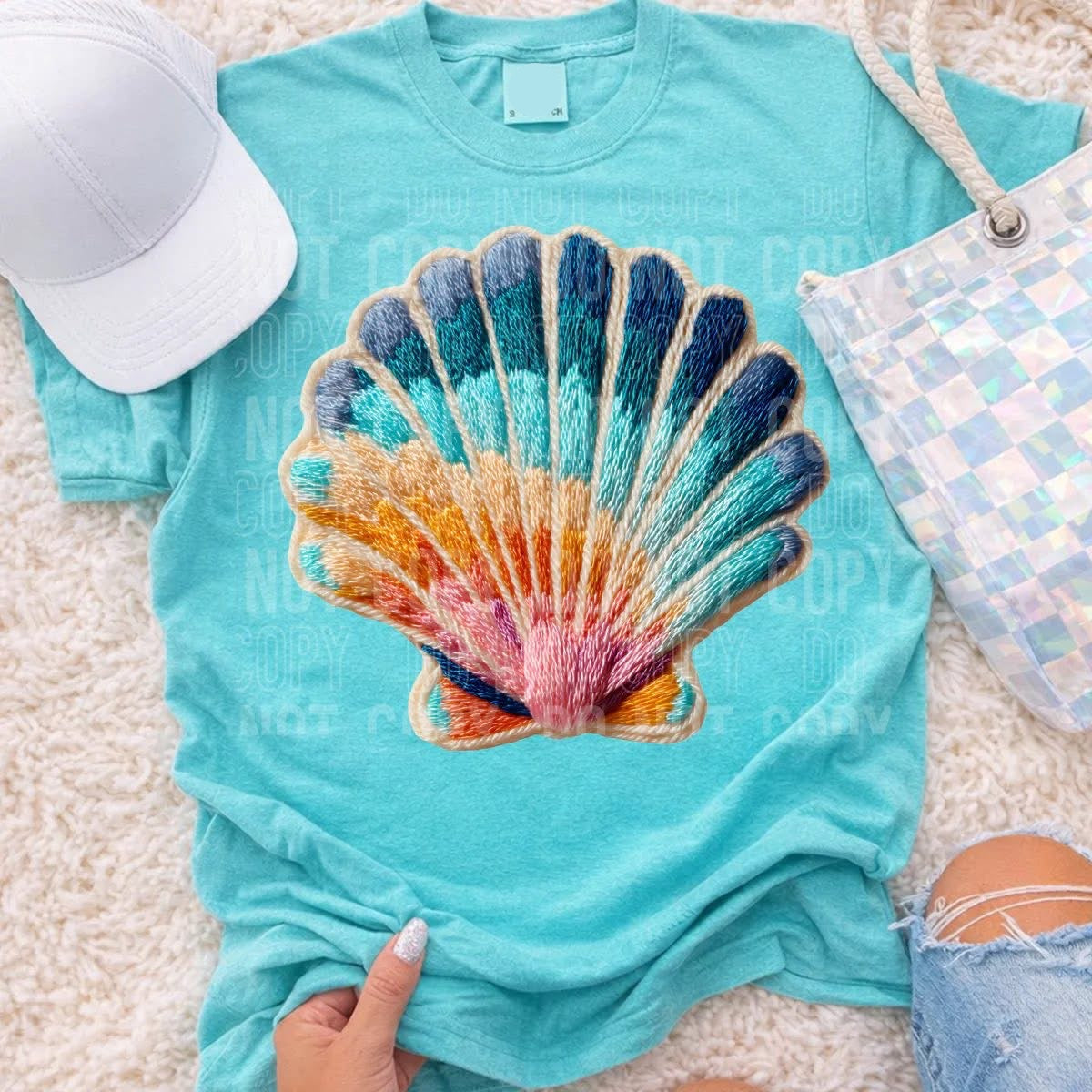 DTF Transfer Coastal Seashell Design – Multicolor Beach