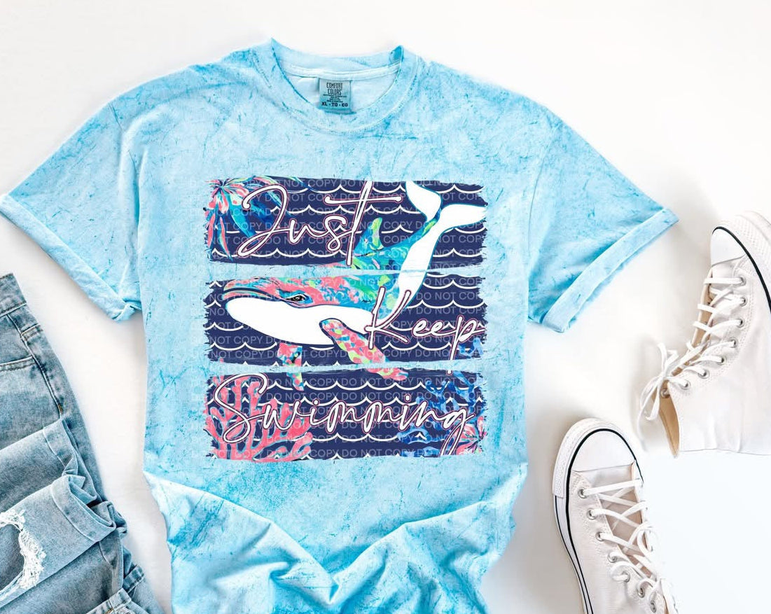 DTF Transfer Just Keep Swimming Whale Design – Coastal Ocean