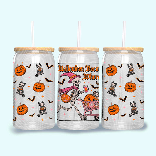 DTF Transfer UV Cup Wrap – Halloween Decor Whore Skeleton Shopping Spree Design