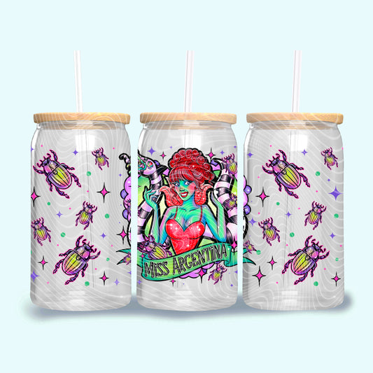 DTF Transfer UV Cup Wrap – Miss Argentina Beetle juice Tribute Design