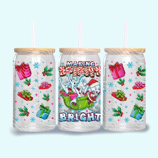 DTF Transfer UV Cup Wrap – Making Spirits Bright Christmas Ghost Sleigh Ride Design